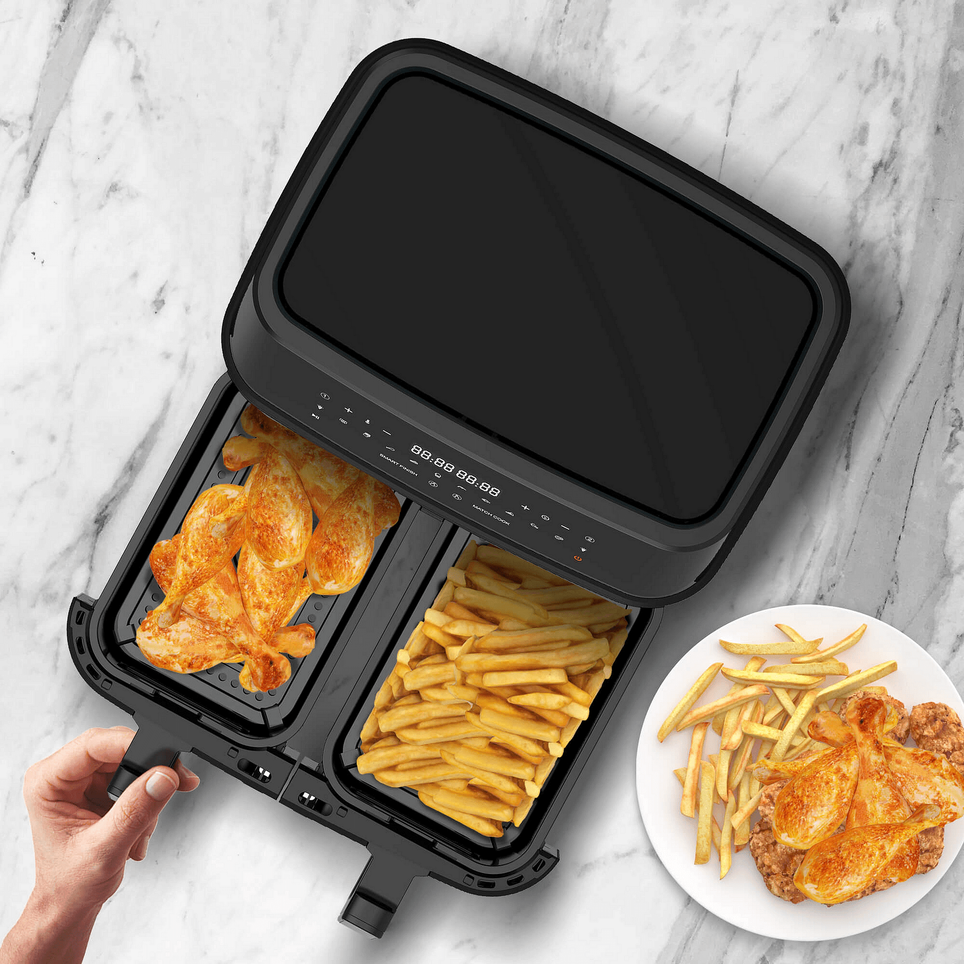 AirFryer с две кошници за наблюдение Turbotronic Dual Chef PRO